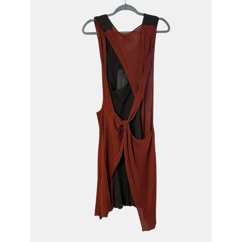 NWT Bottega Veneta SS2020 Runway Layered Fine Knit Dress IT38 Brown Rust Silk